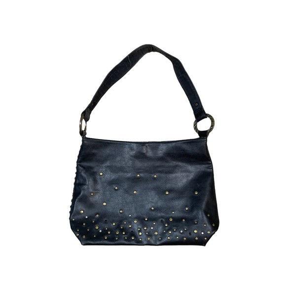 Nine West Handbag Women's Black Shoulder Bag Wide‎ Strap Studded Magnet Snap - Picture 2 of 15
